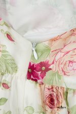 White Floral Print Sweetheart Neck Bubble Sleeve Ruffle Mini Dress - Image 16