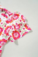Rose Floral Print Layered Ruffle Sleeve Mini Dress - Image 10