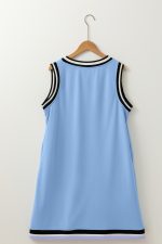 Myosotis Contrast Trim V Neck Sleeveless Mini Dress - Image 13
