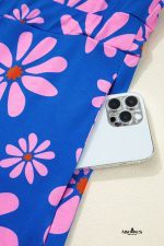 Purple Pop of Color Quarter Zip Collar Drawstring Waist Floral Mini Dress - Image 11