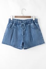 Ashleigh Blue Drawstring High Waist Casual Denim Shorts - Image 3
