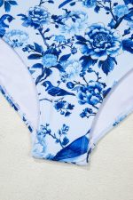 Blue Cutout Ruffle Spaghetti Strap One-Piece Swimwear - Image 8