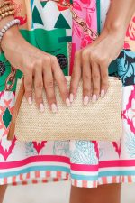 Oatmeal Braided Wrist Strap Zipper Large Capacity Clutch - Image 8