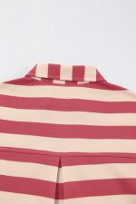 Pink Stripe Pocketed Collared V Neck Loose Fit Mini Dress - Image 11