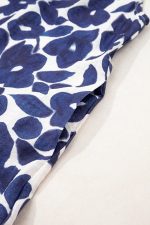 Blue Floral Sleeveless Notched V Neck Mini Dress - Image 15