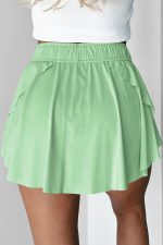 Light Green Drawstring High Waist Lined Tennis Skort - Image 2