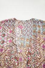 Apricot Floral Print Short Wide Sleeve Open Front Loose Kimono - Image 9
