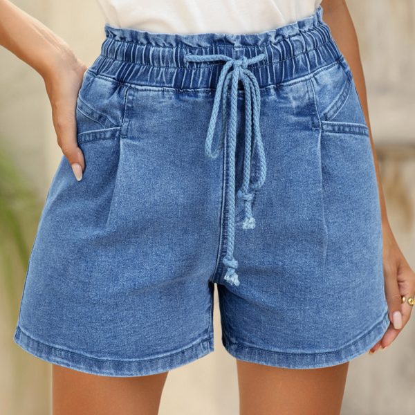 Ashleigh Blue Drawstring High Waist Casual Denim Shorts