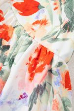 Pink Floral Ruffle Sleeve V Neck High Waist Mini Dress - Image 13