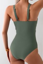 Green Bay Criss Cross V Neck Mesh One Piece swimsuit - Image 2