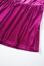 Red Dahlia Velvet Short Sleeve Shirred Waist Tiered Maxi Dress - Image 15