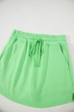 Light Green French Terry Drawstring Mini Skort with Pockets - Image 8