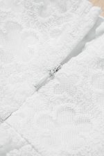 White Floral Lace Puff Sleeve Empire Waist Mini Dress - Image 14