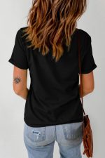 Black Geometric Graphic Slim Fit Crew Neck T Shirt - Image 2