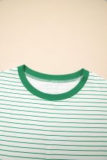 Green Stripe Ruffle Short Sleeve T Shirt Mini Dress - Image 7
