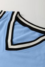 Myosotis Contrast Trim V Neck Sleeveless Mini Dress - Image 14