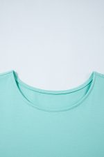 Mint Green Frilled Trim Crewneck Loose Fit Mini Dress - Image 9