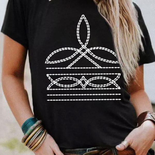 Black Geometric Graphic Slim Fit Crew Neck T Shirt