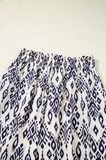 Blue Ethnic Print High Waist Wide Leg Loose Pants - Image 9