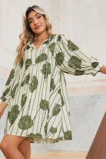 Guacamole Green Abstract Print Striped V-Neck Mini Dress - Image 5