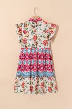 Rose Floral Ethnic Print Ruffle Mini Dress - Image 8