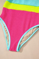 Iceland Blue Textured Colorblock One Piece Swimsuit - Image 14