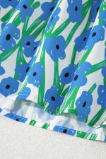 Blue Floral Print Square Neck Ruffled Strap Maxi Dress - Image 10