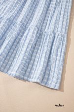 Light Blue Gingham High Waist Sleeveless Mini Dress - Image 10