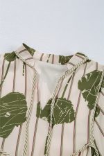 Guacamole Green Abstract Print Striped V-Neck Mini Dress - Image 10