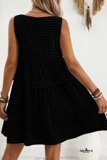 Black Gingham High Waist Sleeveless Mini Dress - Image 2