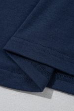 Navy Blue Contrast Lace Raglan Sleeve Pleated Mini Dress - Image 10