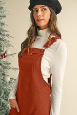 Cinnamon Corduroy Front Pockets Overall Dress - Image 5