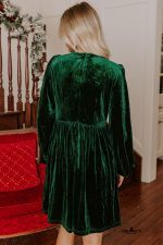 Evergreen Bowknot Decor High Waist Velvet Mini Dress - Image 2