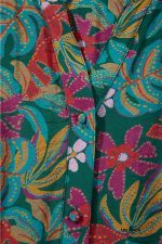 Green Floral Frill V Neck Puff Sleeve Ruffle Mini Dress - Image 15