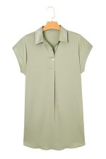 Laurel Green Plain Buttoned Collar T Shirt Dress - Image 15