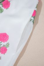 White Floral Print Loose Tiered Maxi Dress - Image 10