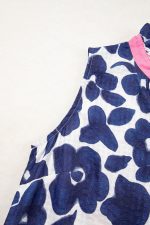 Blue Floral Sleeveless Notched V Neck Mini Dress - Image 13