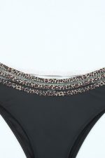 Black Leopard Print Spaghetti Strap Padded Wireless Bikini Set - Image 13