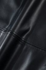Black Solid Color Faux Leather Short Sleeve Mini Dress - Image 9