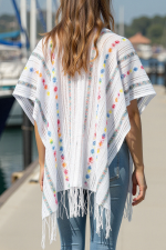 White Tassel Open Front Knit Cover Up - Image 2