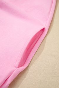 Pink Frilled Trim Crewneck Loose Fit Mini Dress - Image 12