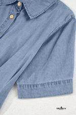 Myosotis Pleated High Waist Short Sleeve Shirt Dress - Image 14