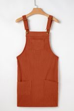 Cinnamon Corduroy Front Pockets Overall Dress - Image 6