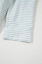 White Stripe Collared V Neck Chest Pocket Long Sleeve Beach Cover up - Image 13