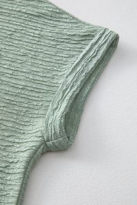 Grass Green Solid Color Textured Crinkle Mini T Shirt Dress - Image 6