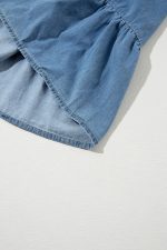 Blue Sleeveless Tiered Chambray Maxi Dress - Image 7