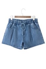 Ashleigh Blue Drawstring High Waist Casual Denim Shorts - Image 12