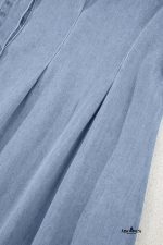 Myosotis Pleated High Waist Short Sleeve Shirt Dress - Image 13