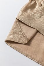 Apricot Metallic Sheen Puff Sleeve Button Up Mini Shirt Dress - Image 20