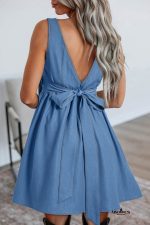 Myosotis Bowknot A-line Sleeveless Mini Dress